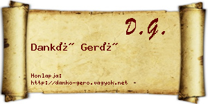 Dankó Gerő névjegykártya